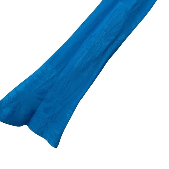 TOPSHOP Cowl Neck Bell Sleeve Tunic With Leaf Pattern Turquoise Size 2 NWOT - Picture 4 of 9